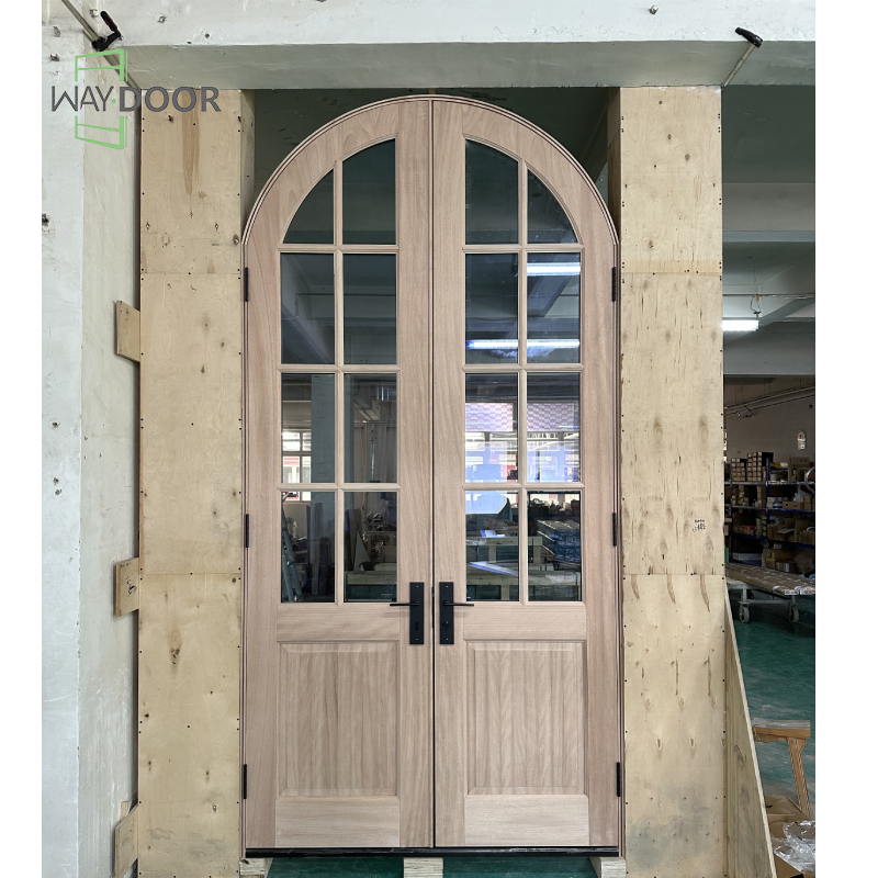 Arched Double Solid Wood Exterior Hinged Door