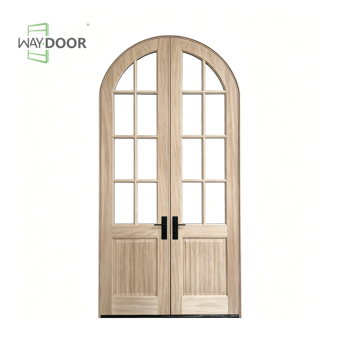 Arched Double Solid Wood Exterior Hinged Door