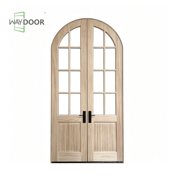 Arched Double Solid Wood Exterior Hinged Door
