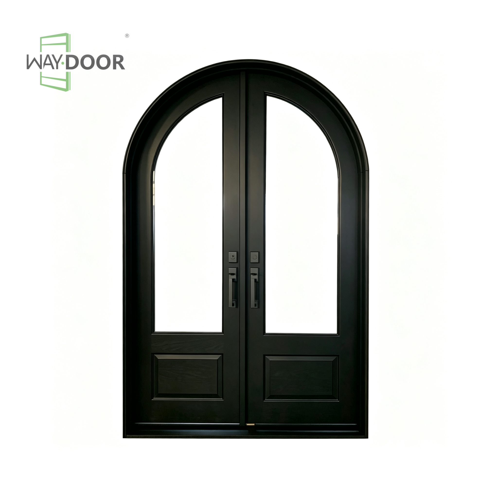 Arched French Country Solid Wood Double Hinged Entry Door