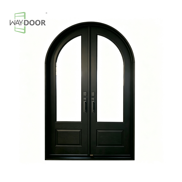 Arched French Country Solid Wood Double Hinged Entry Door