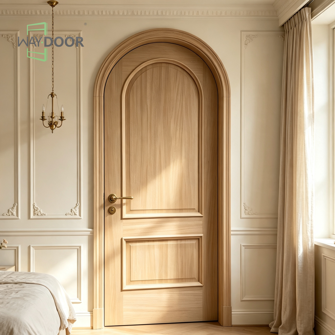 Arched French Panel Solid Wood Interior Door