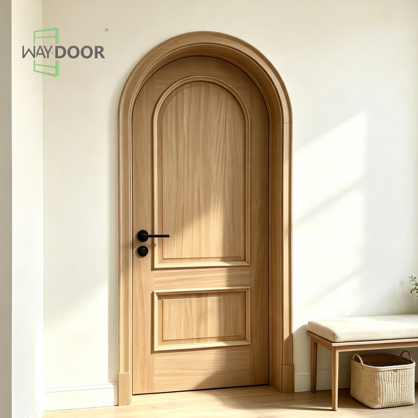 Arched French Panel Solid Wood Interior Door