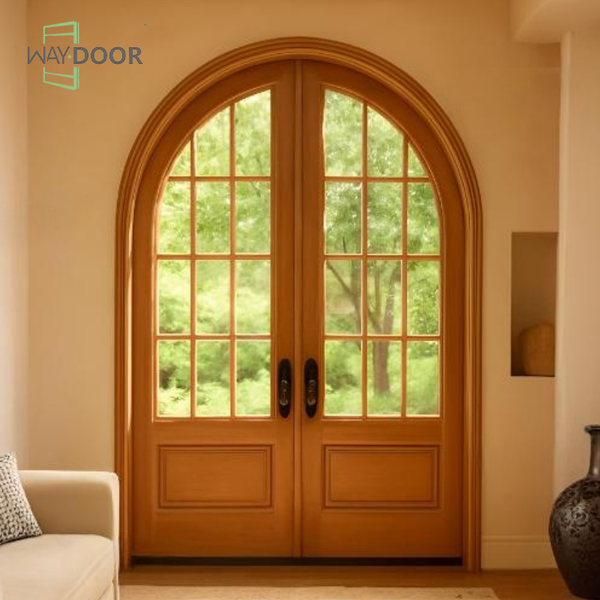 Custom French Style Arched Solid Wood Entry Door