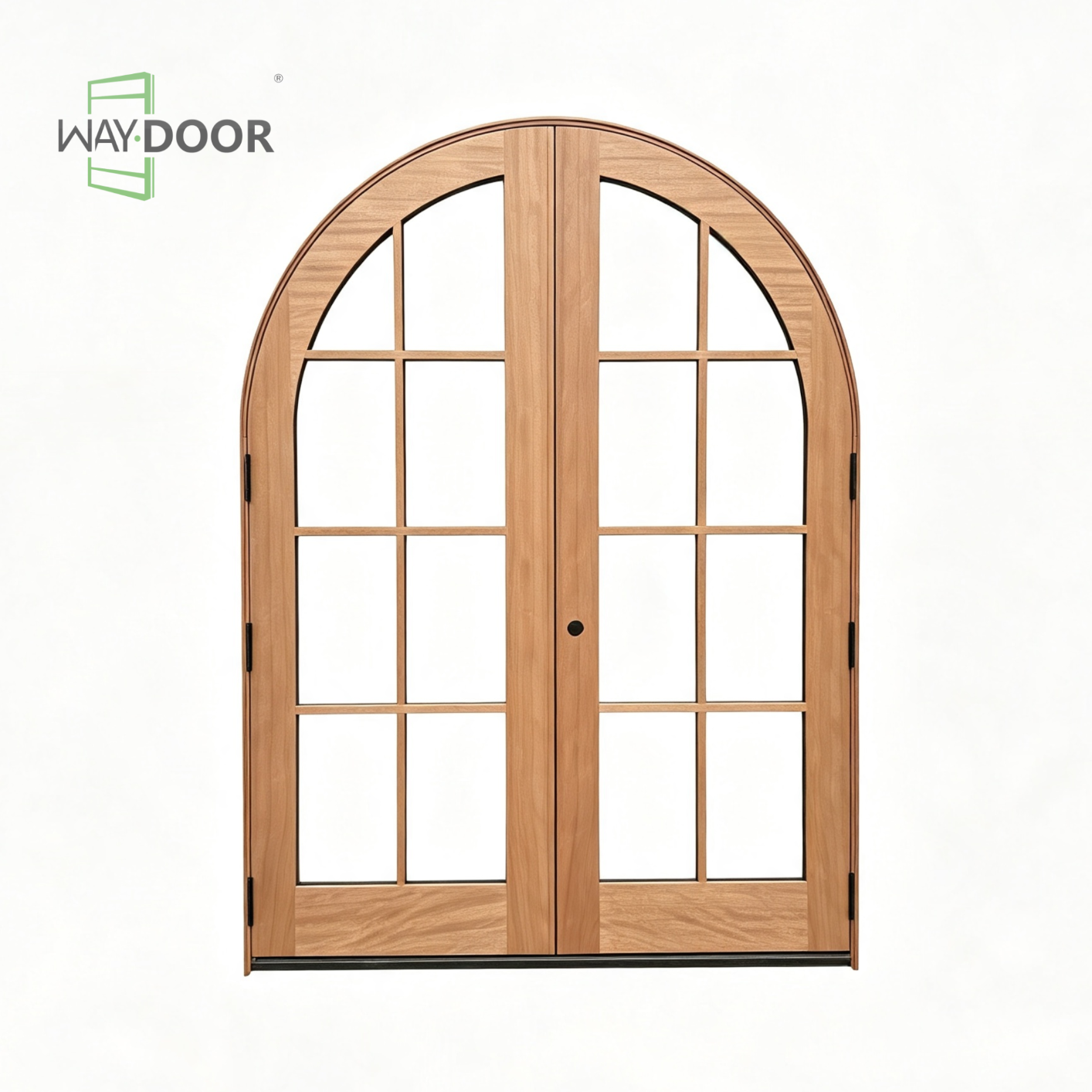 Arched Glass Double Wood Entry Door