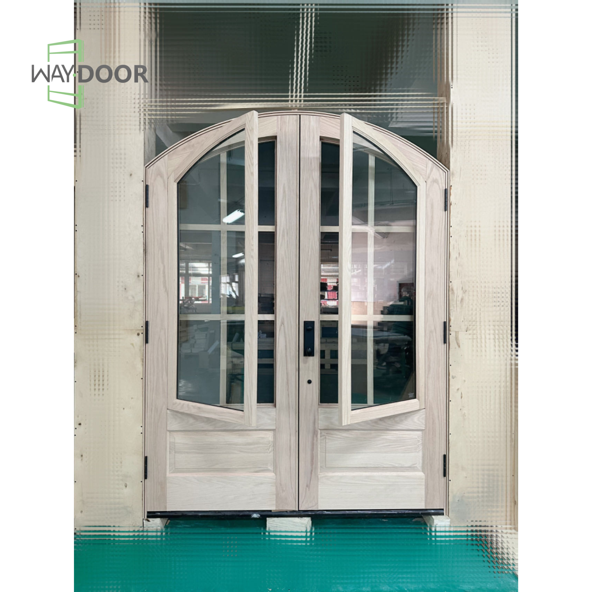 Arched Glass Swing Double Entry Door