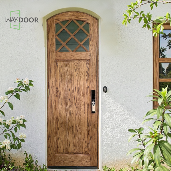 Custom French Style Solid Wood Door | Arched Glass Design