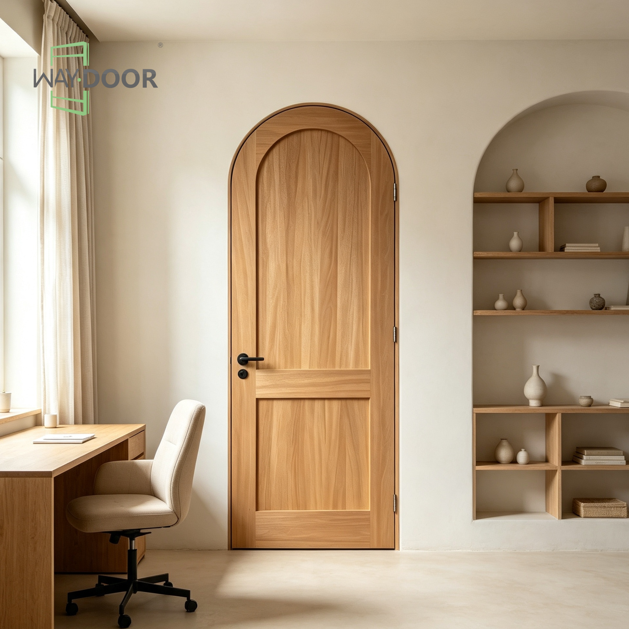 Arched Panel Solid Wood Hinged Interior Door