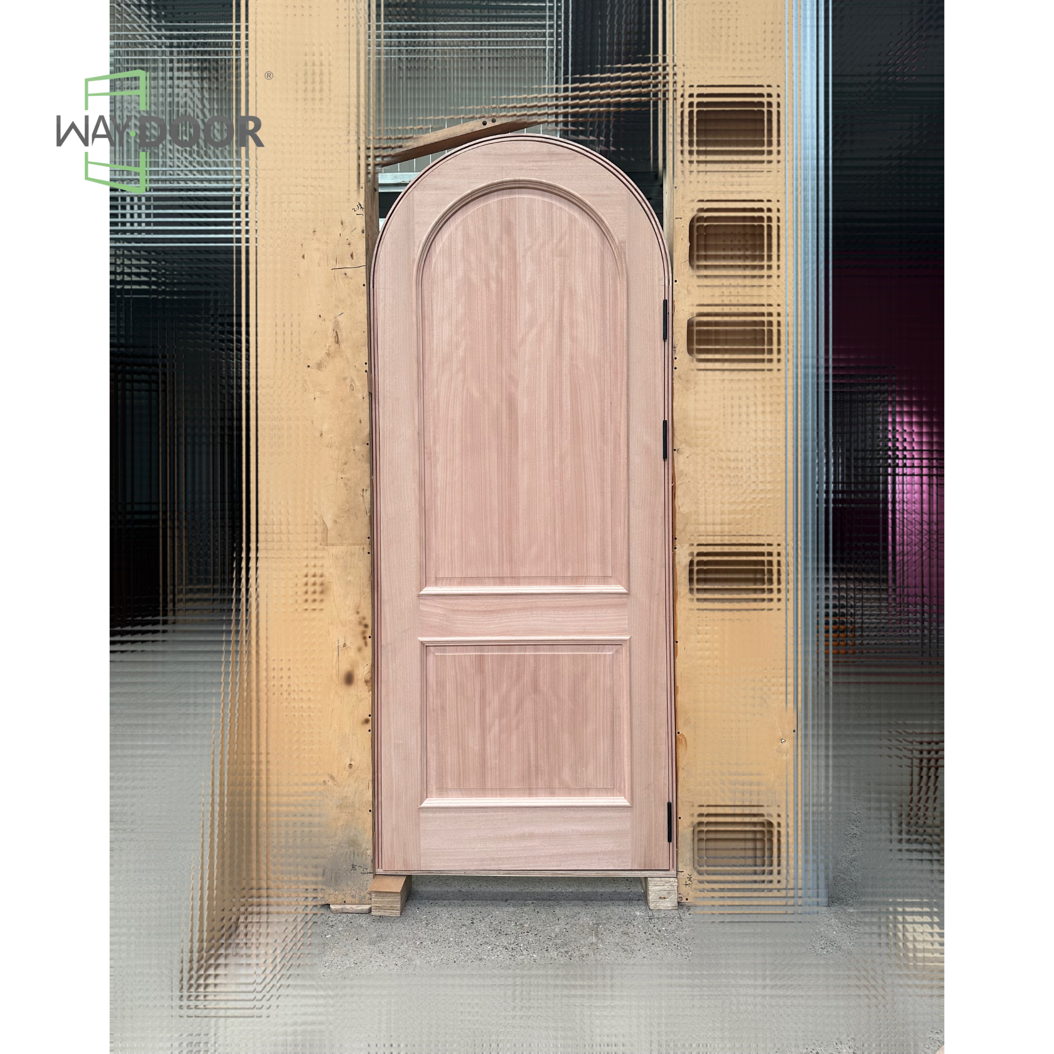 Arched Raised Panel Solid Wood Hinged Exterior Door