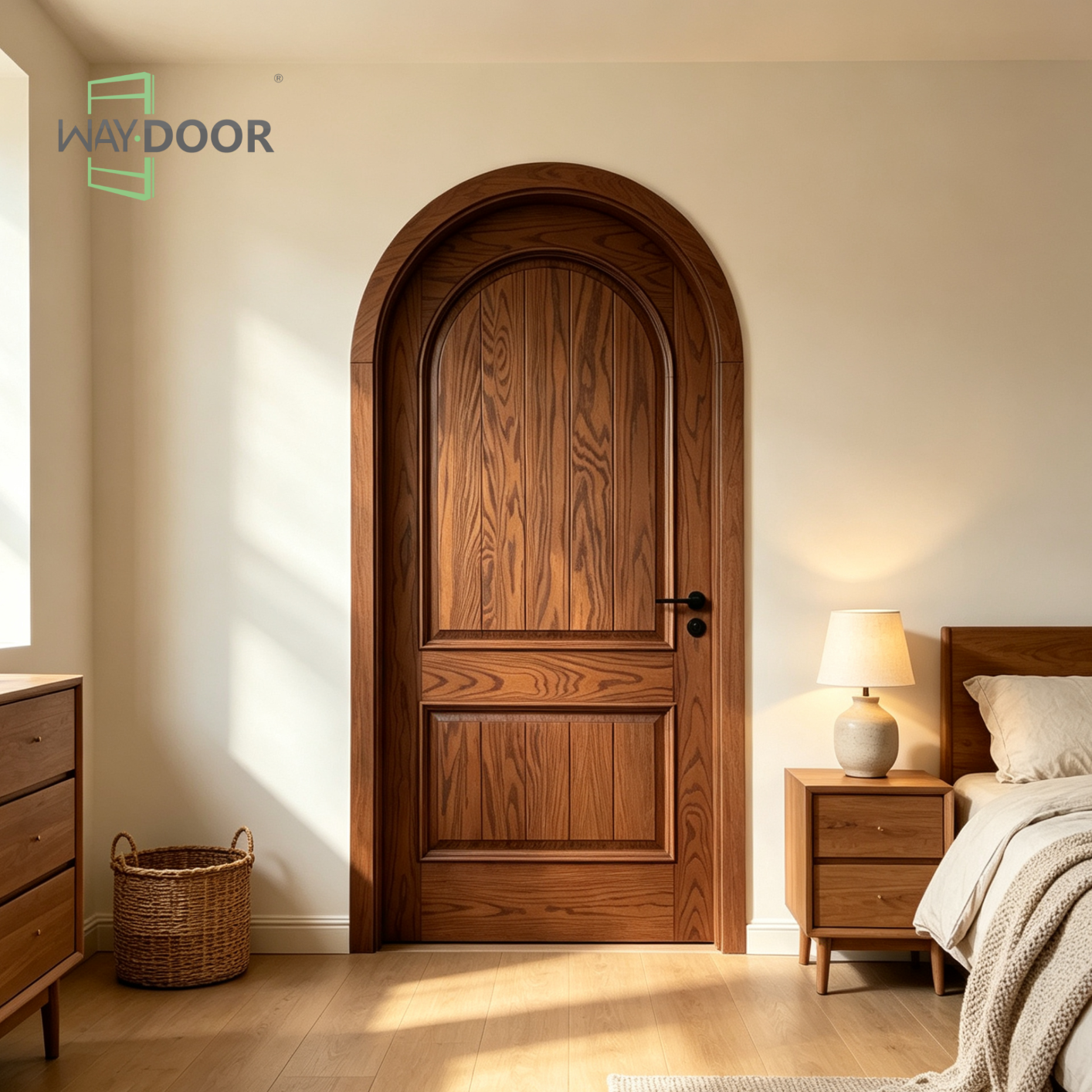 Arched Raised Panel Solid Wood Interior Hinged Door