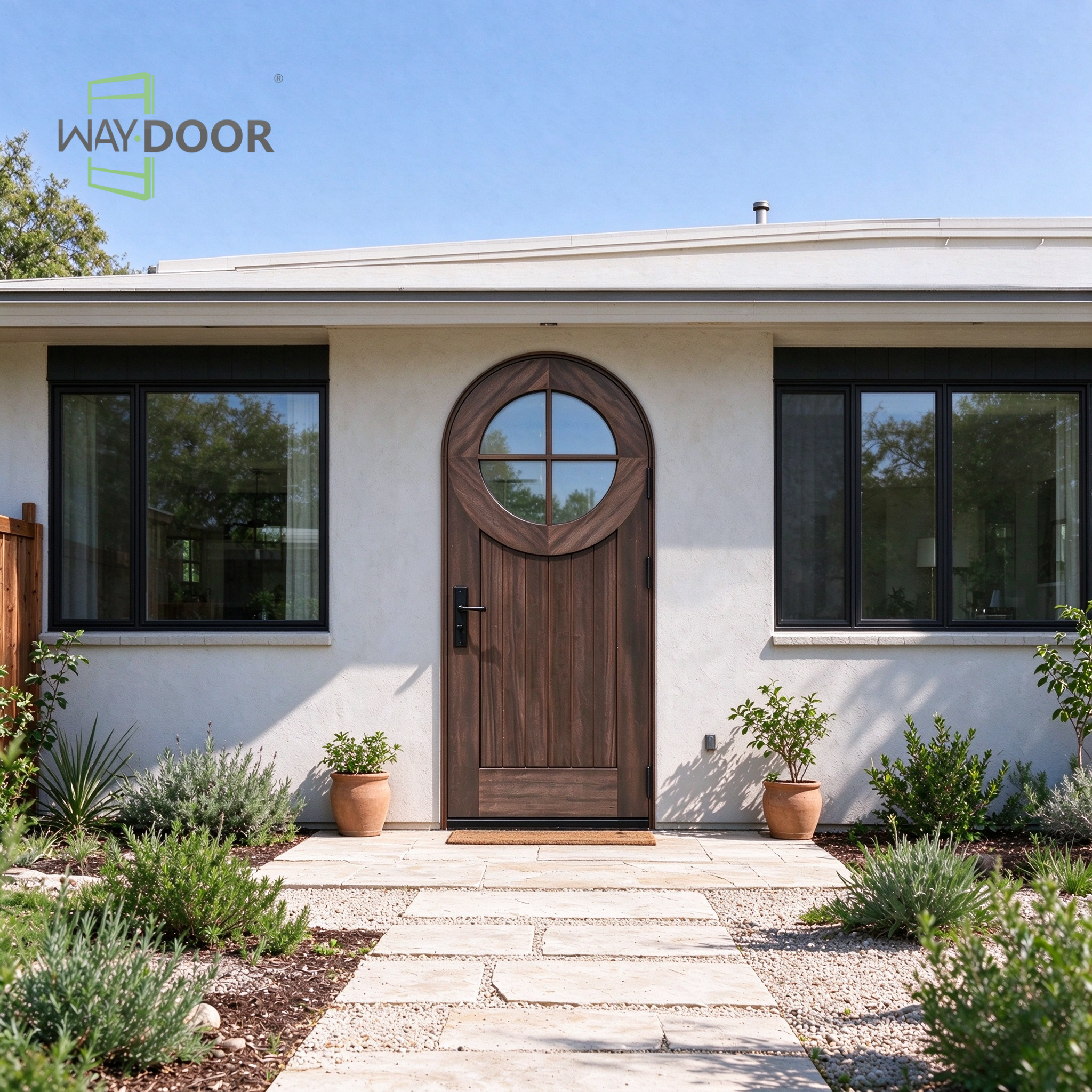 Arched Roundlite Farmhouse Exterior Door