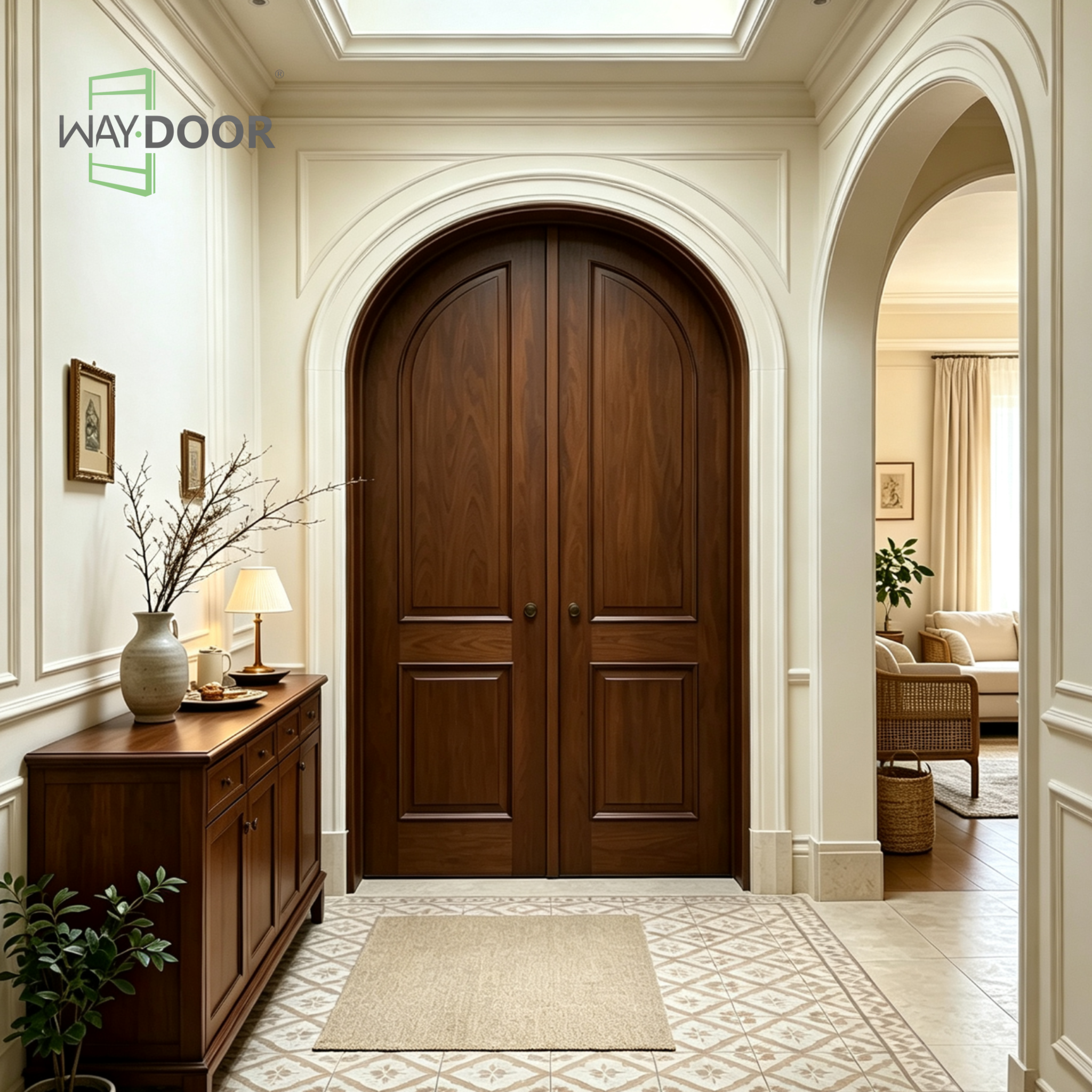 Arched Solid Wood Double Interior Door
