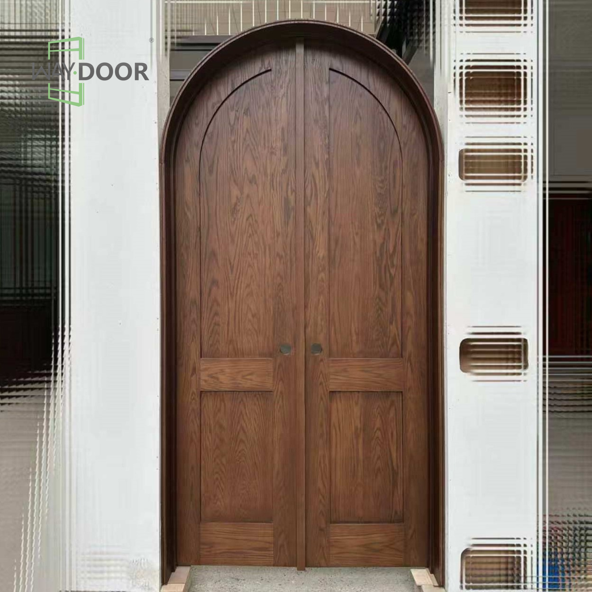 Arched Solid Wood Double Interior Door