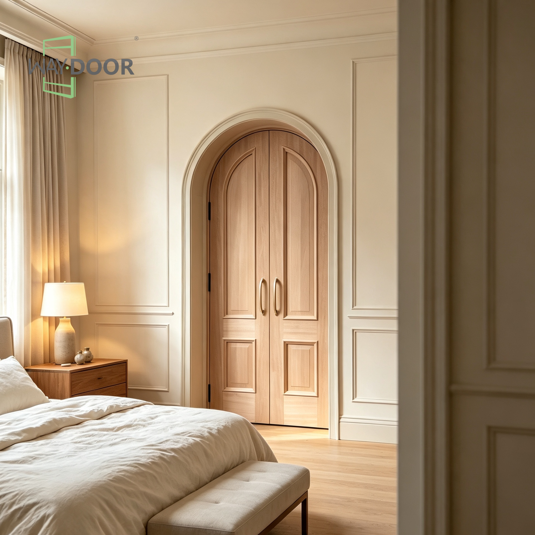 Arched Solid Wood Double Interior Hinged Door