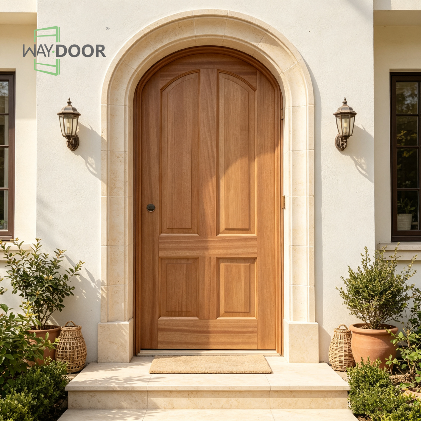 Arched Solid Wood Exterior Front Door