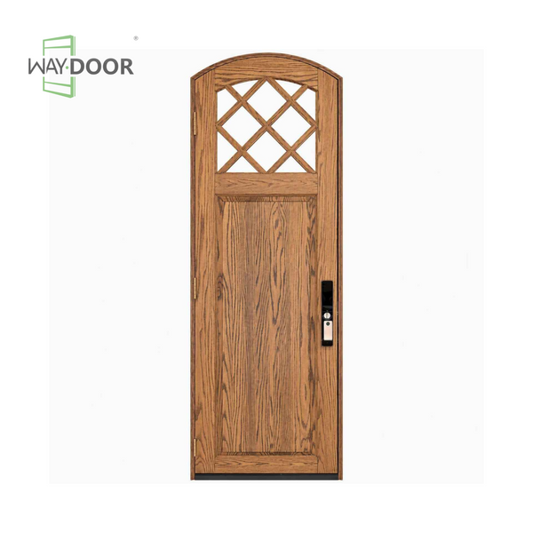 Arched Solid Wood Hinged Entry Door with Diamond Clear Glass