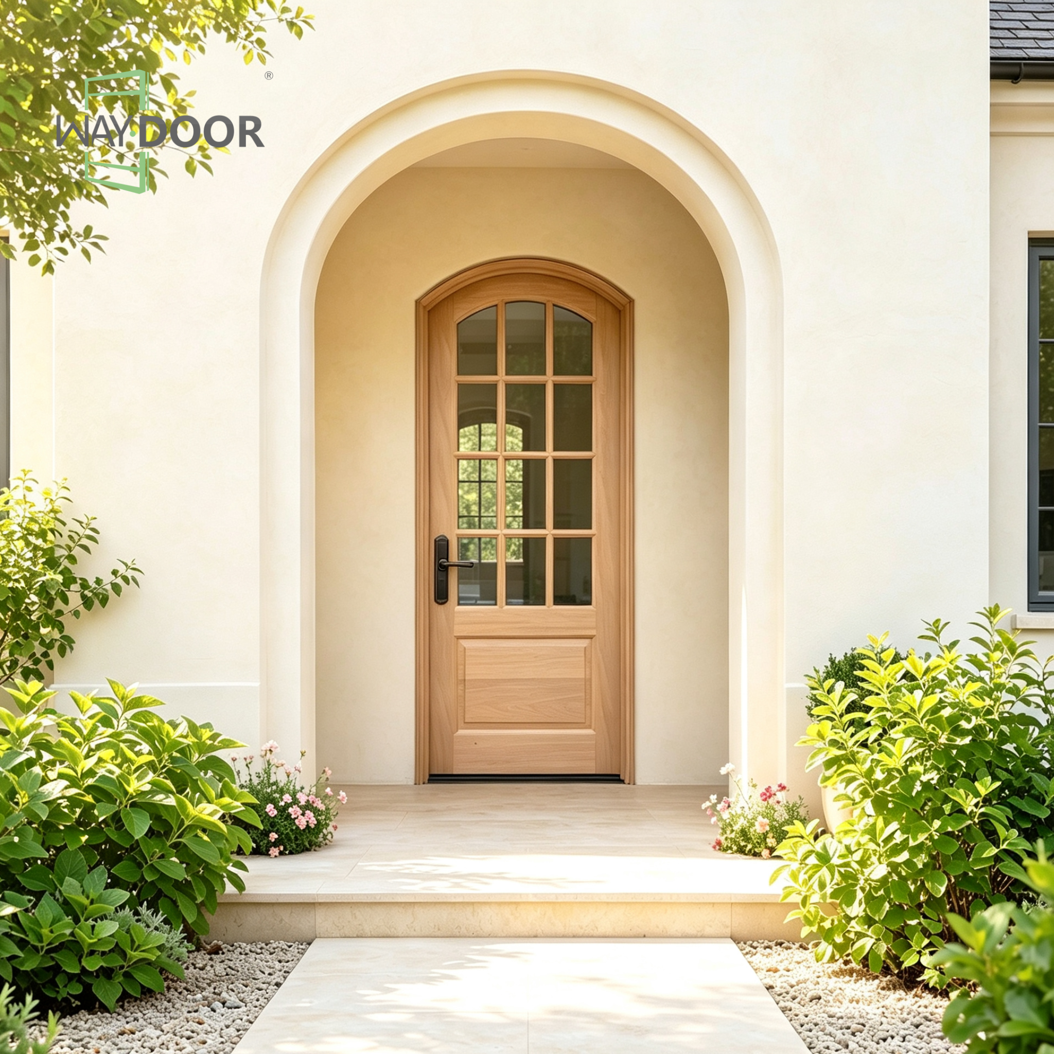 Arched Top 12-Lite Solid Wood Entry Door
