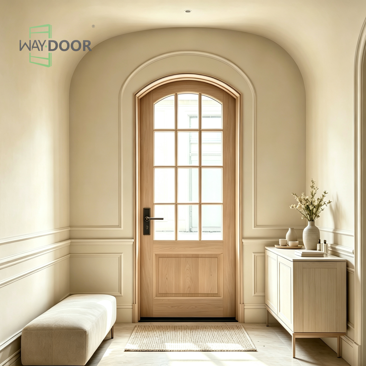 Arched Top 12-Lite Solid Wood Entry Door