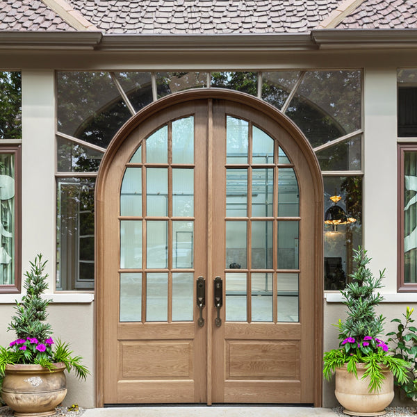 Arched Solid Wood Double Entry Door