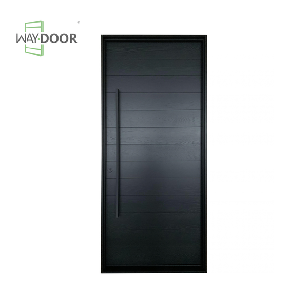 Black Contemporary Solid Wood Hinged Front Door