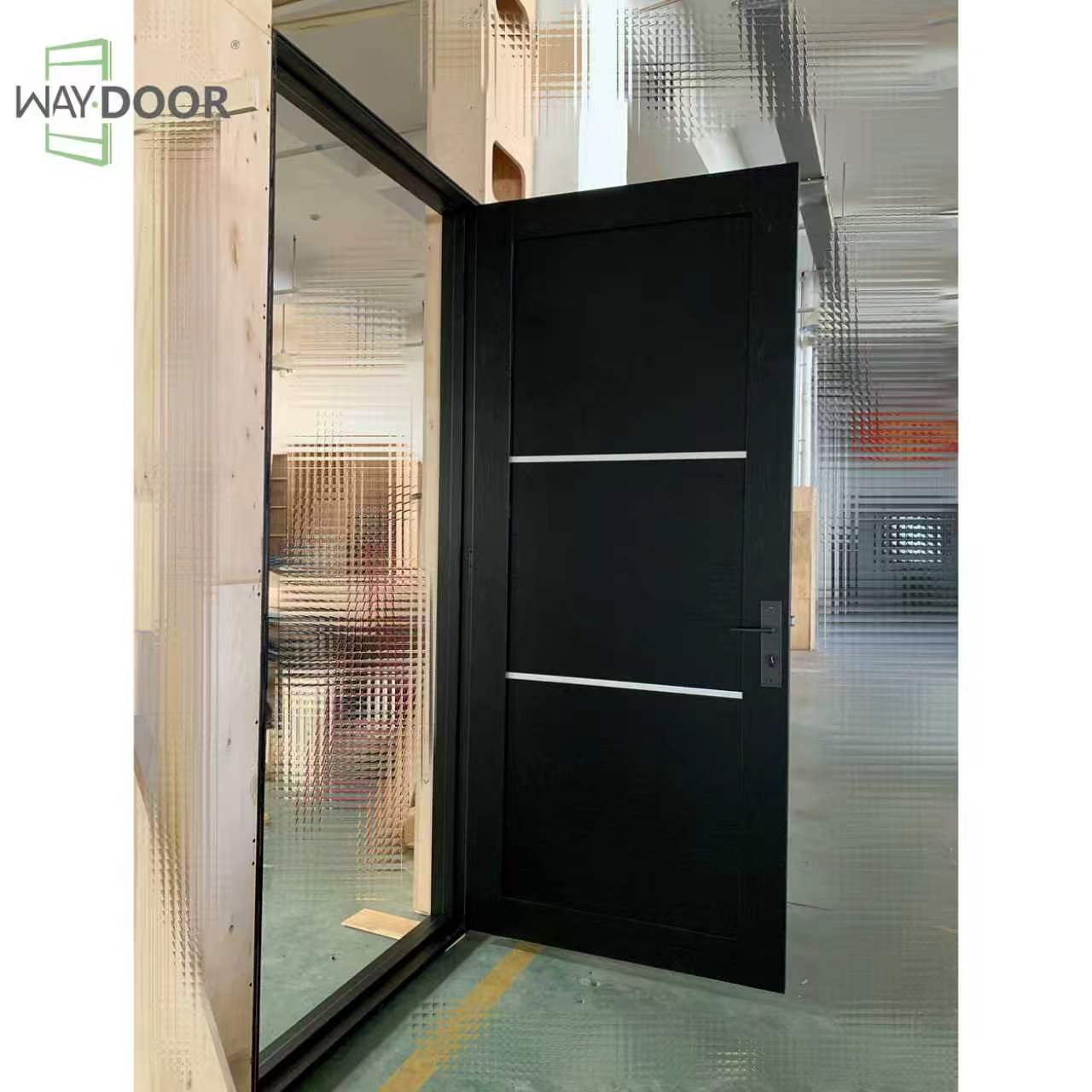 Black Modern White Inset Trim Entry Door