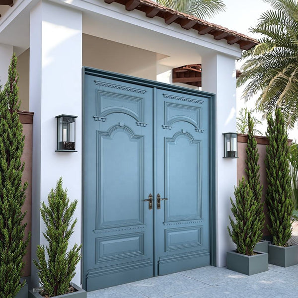 Exterior Solid Wood Carved Double Front Doors