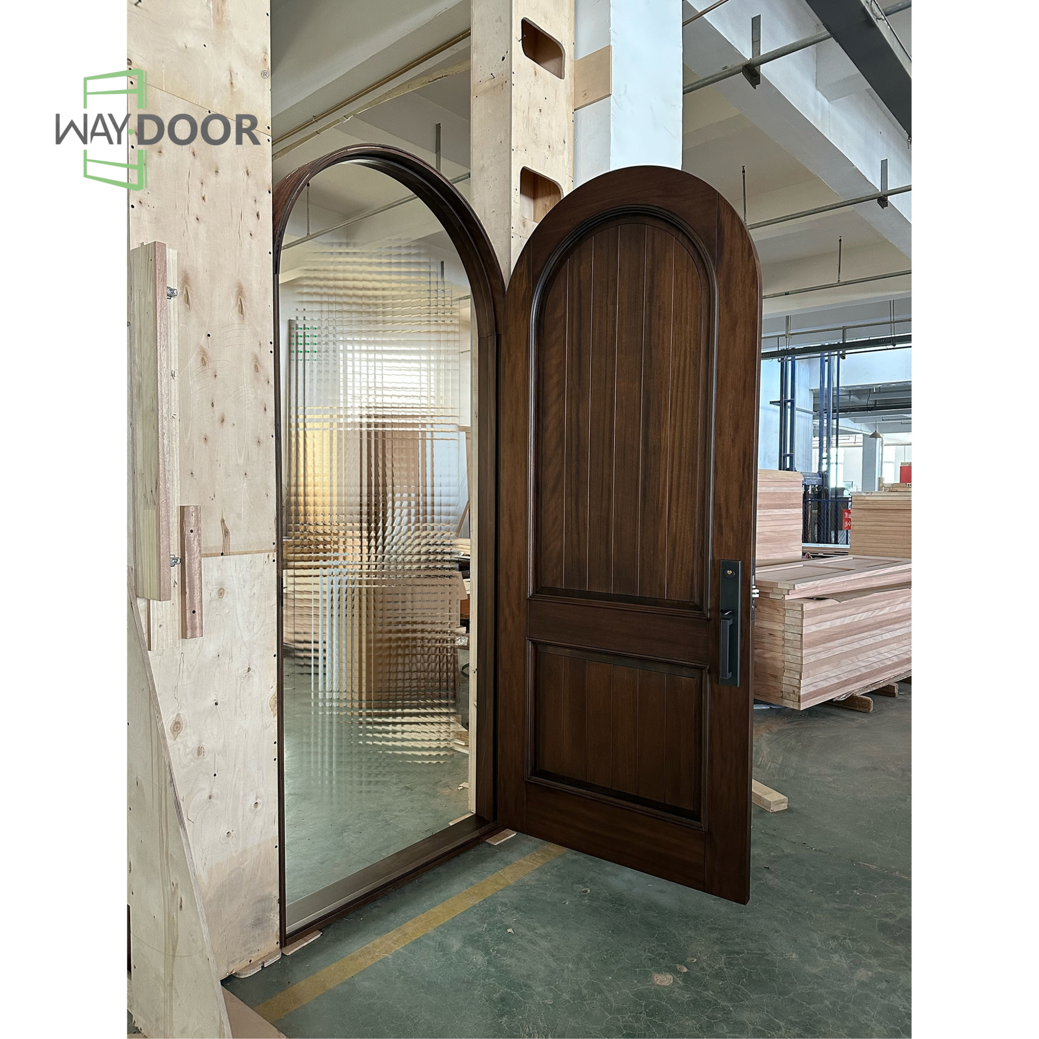 Classic Arched Solid Wood Hinged Front Door