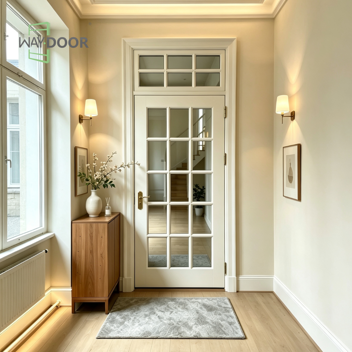Classic Gridded Glass Exterior Front Door