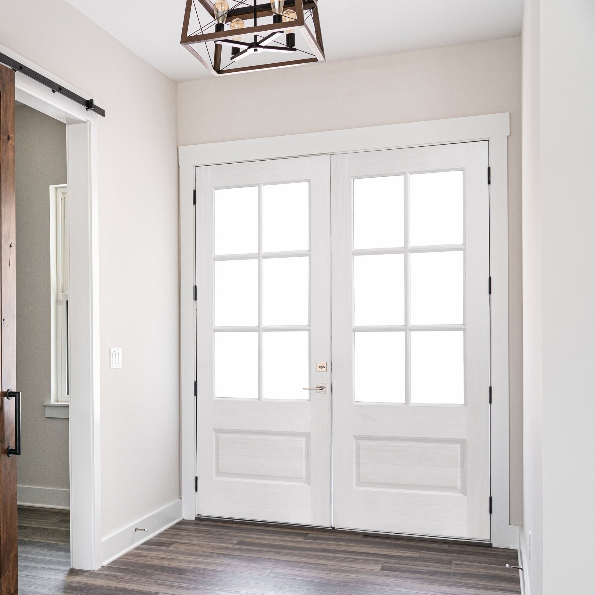 Modern Solid Wood Double Front Entry Door with Glass