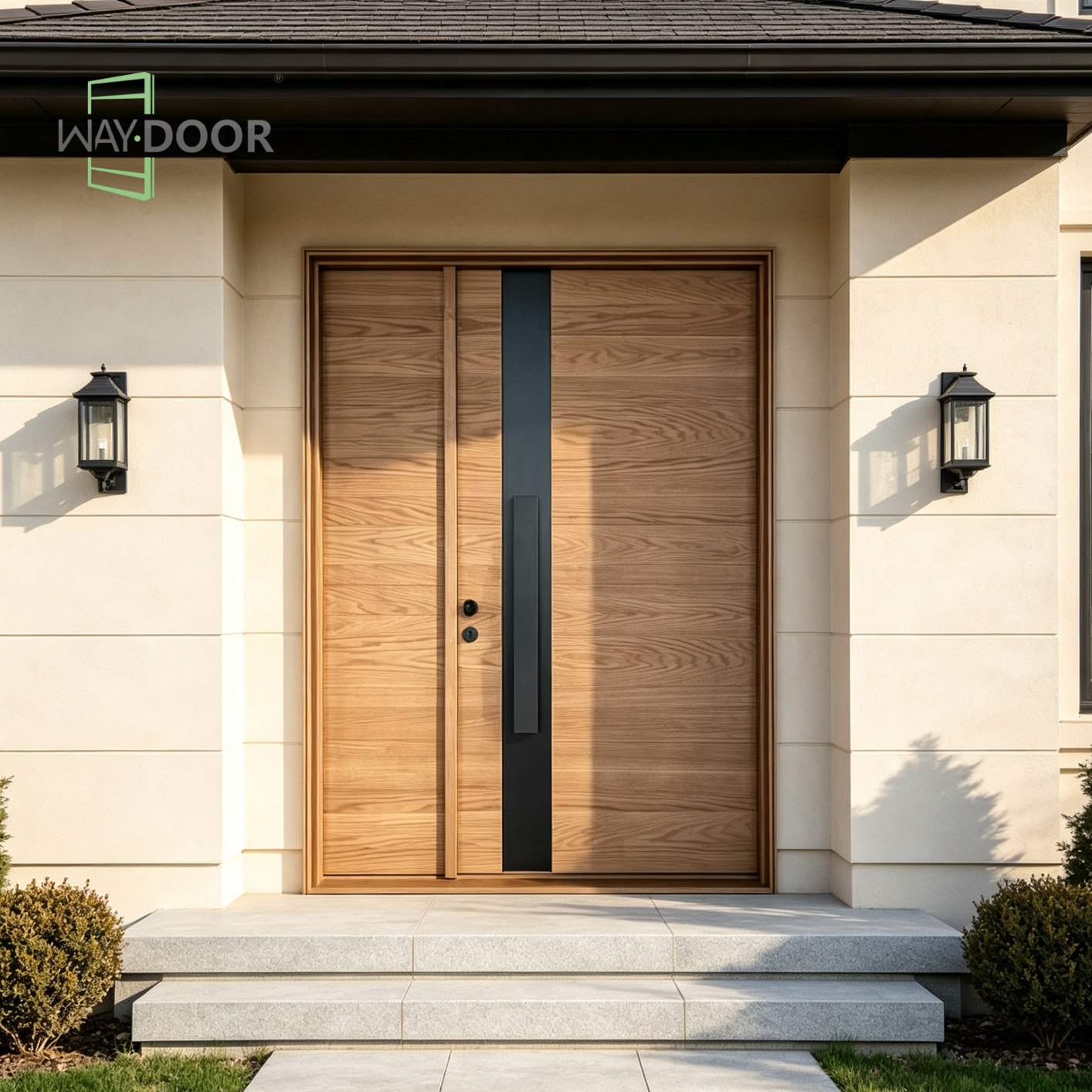 Classic Solid Mahogany Exterior Door with Single Sidelight