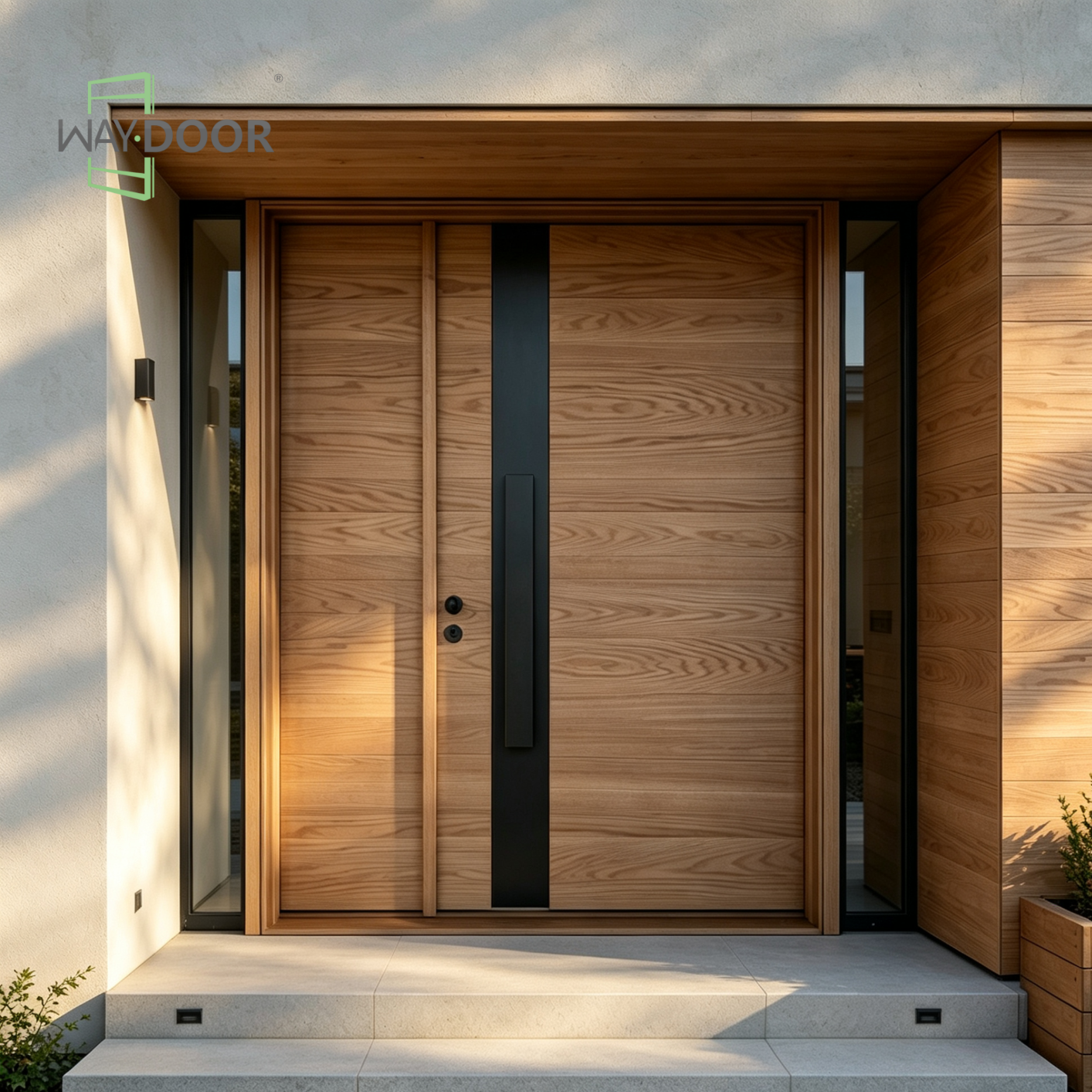 Classic Solid Mahogany Exterior Door with Single Sidelight