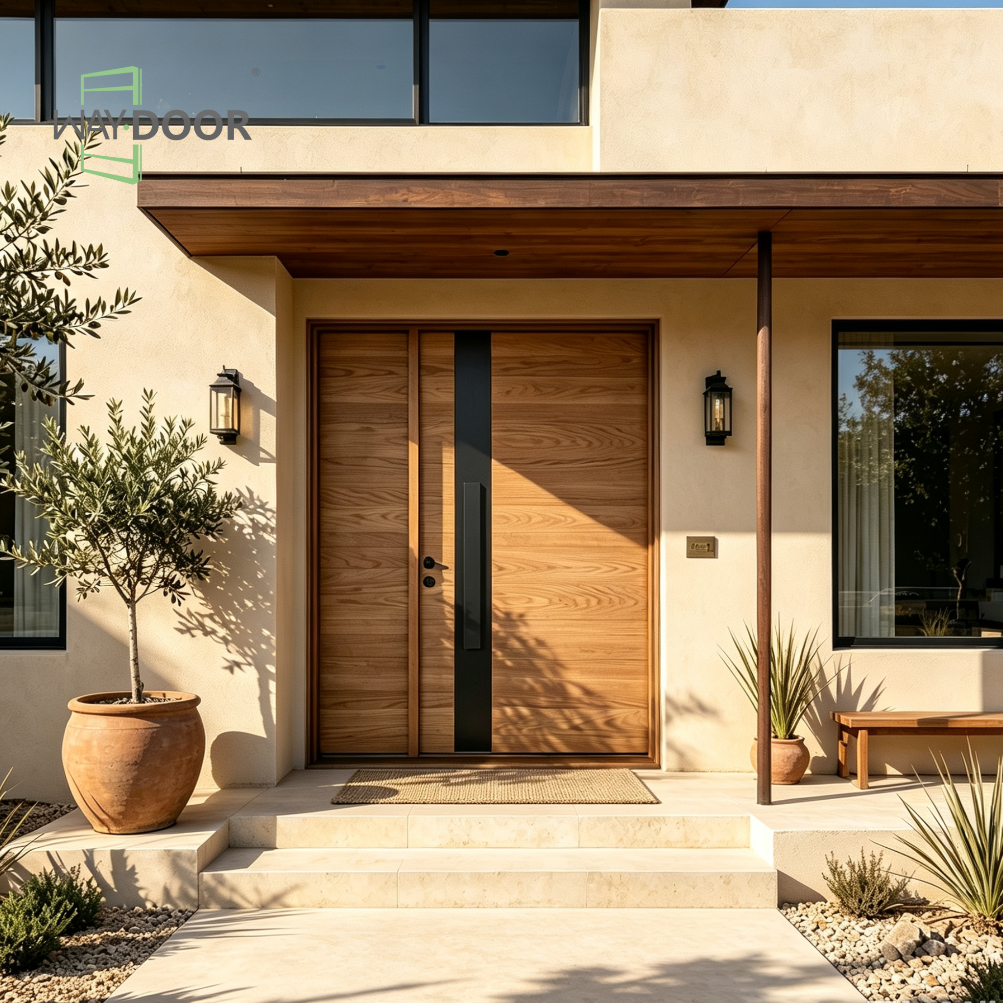 Classic Solid Mahogany Exterior Door with Single Sidelight
