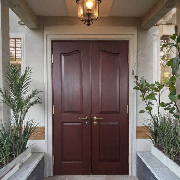 Classic Finished Solid Wood Double Front Door