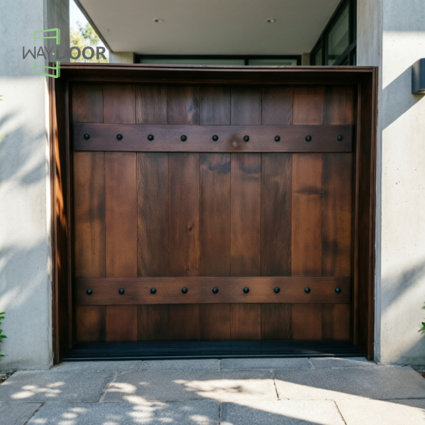 Classic Strap Rivet Solid Wood Courtyard Door