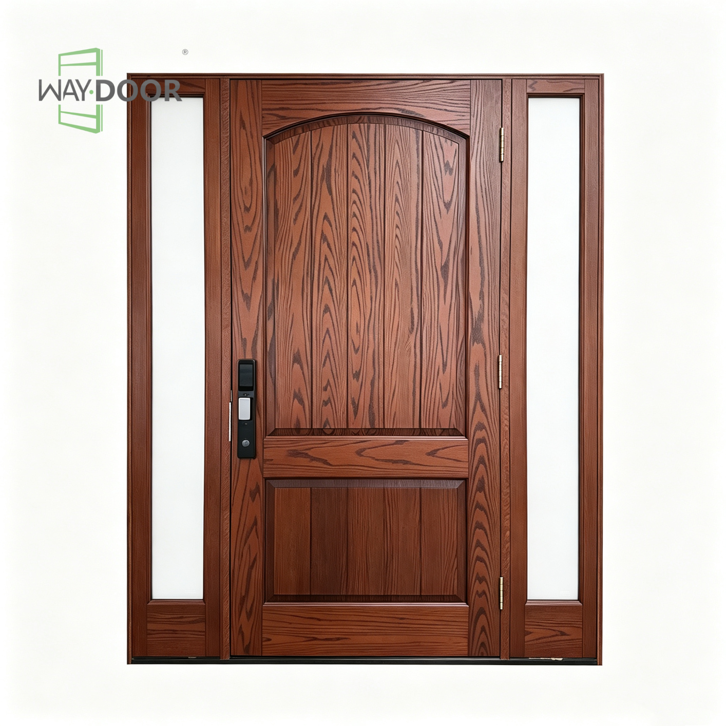 Commercial Solid Wood Entry Door with Double Sidelights