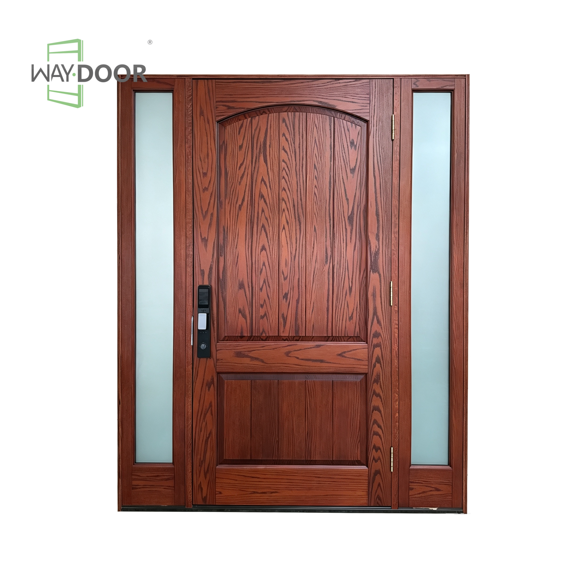 Commercial Solid Wood Entry Door with Double Sidelights