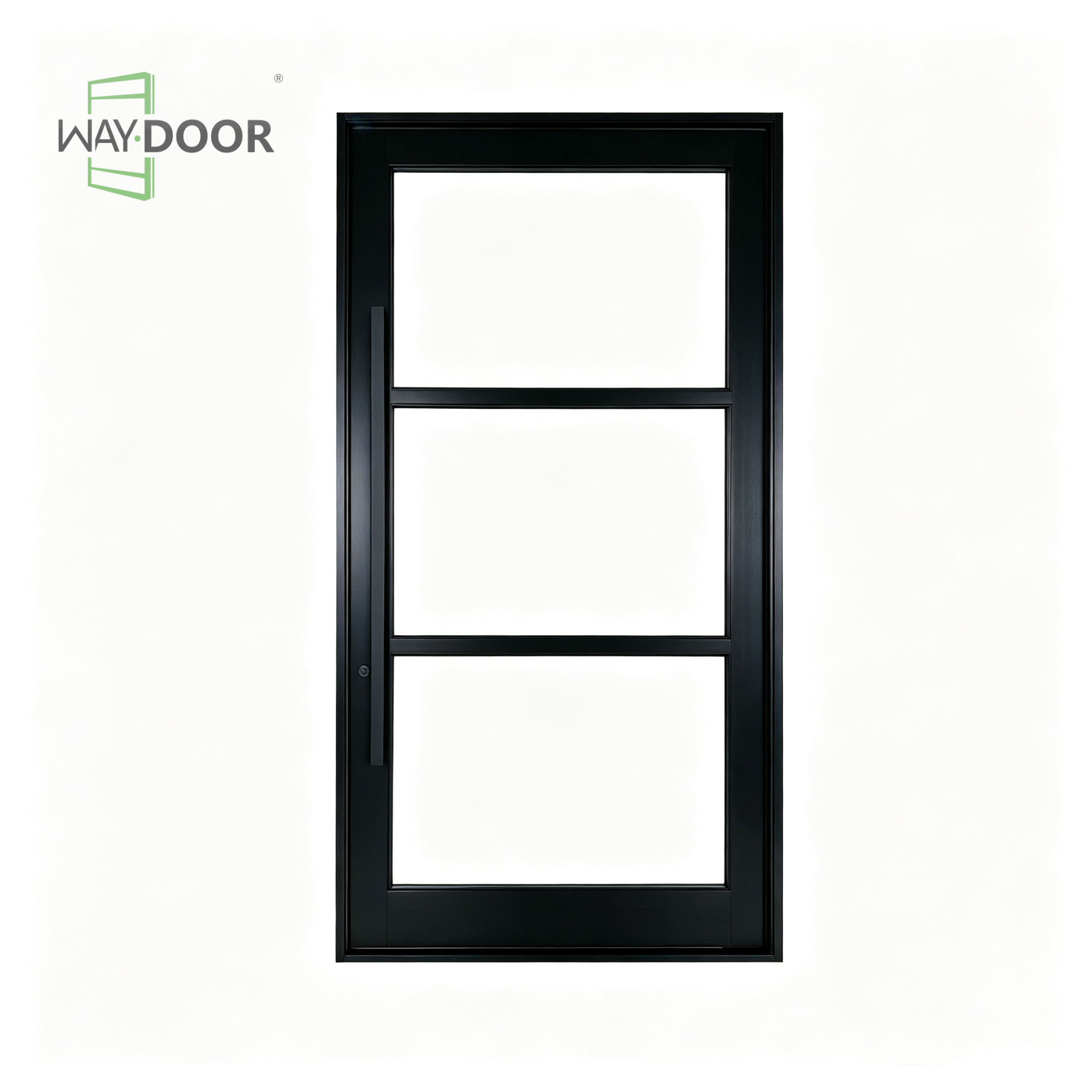 Contemporary 3-Lite Solid Wood Pivot Entry Door