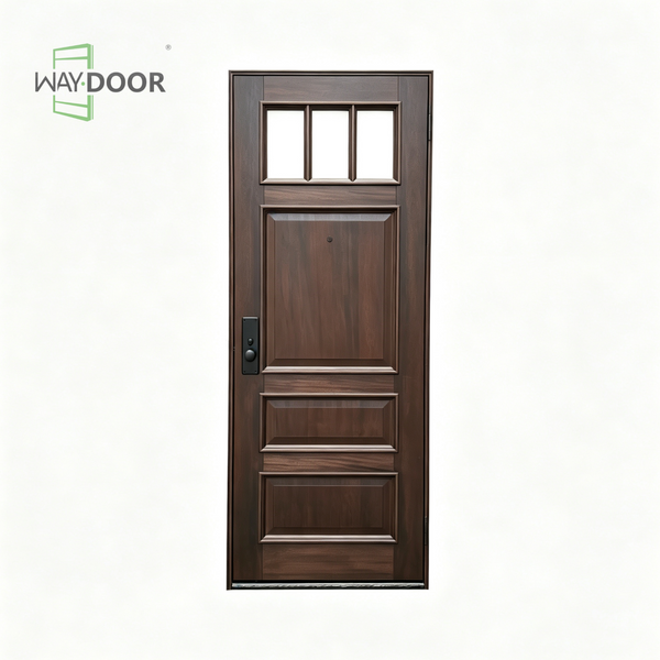 Craftsman 3‑Lite Clear Glass Solid Wood Entry Door