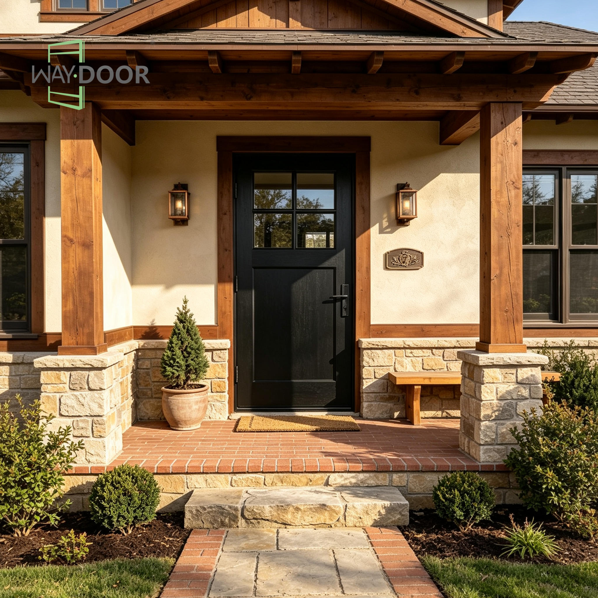 Craftsman 4-Lite Solid Wood Entry Door