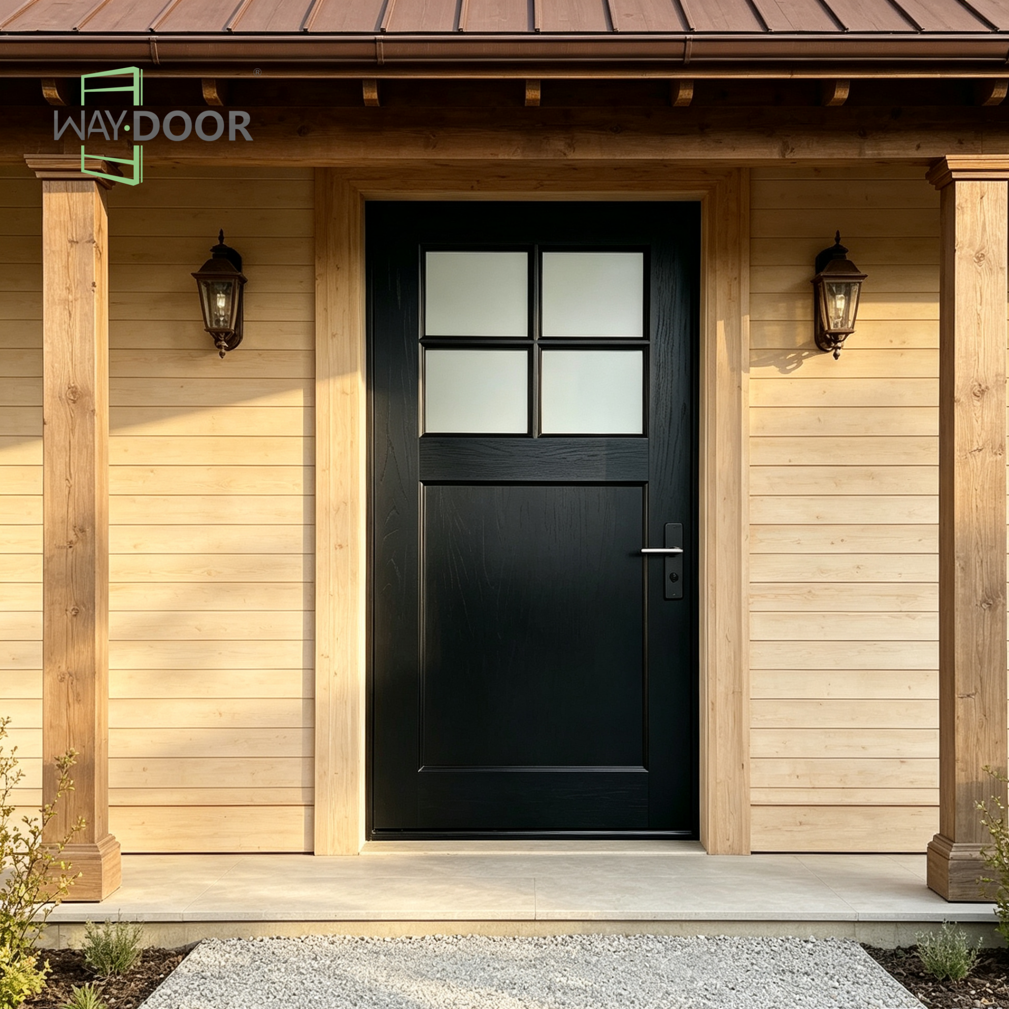 Craftsman 4-Lite Solid Wood Entry Door