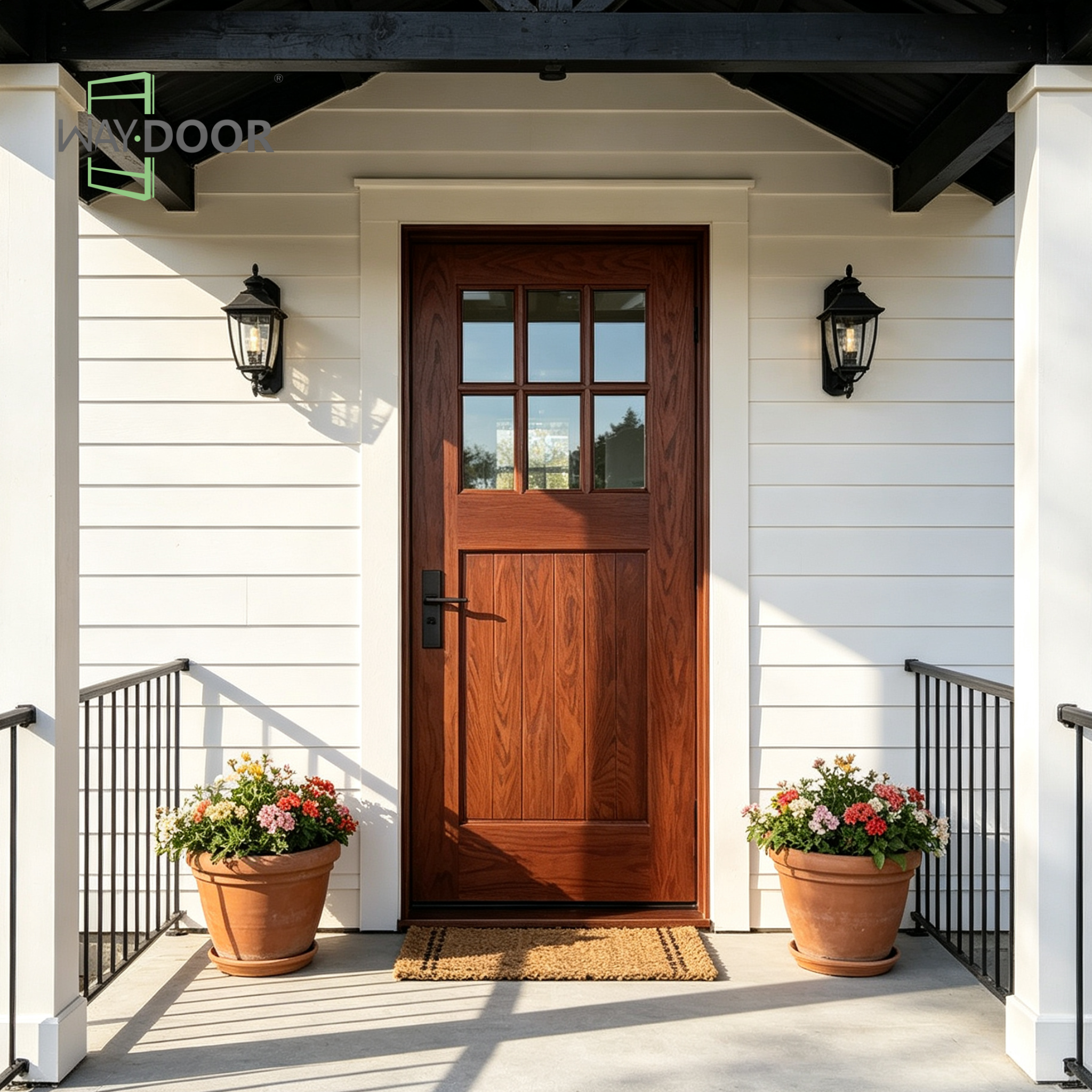 Craftsman 6-Lite Solid Wood Exterior Hinged Entry Door