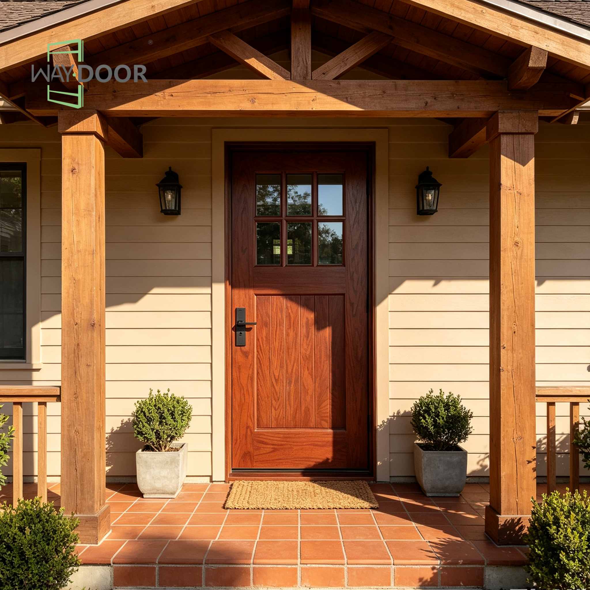 Craftsman 6-Lite Solid Wood Exterior Hinged Entry Door