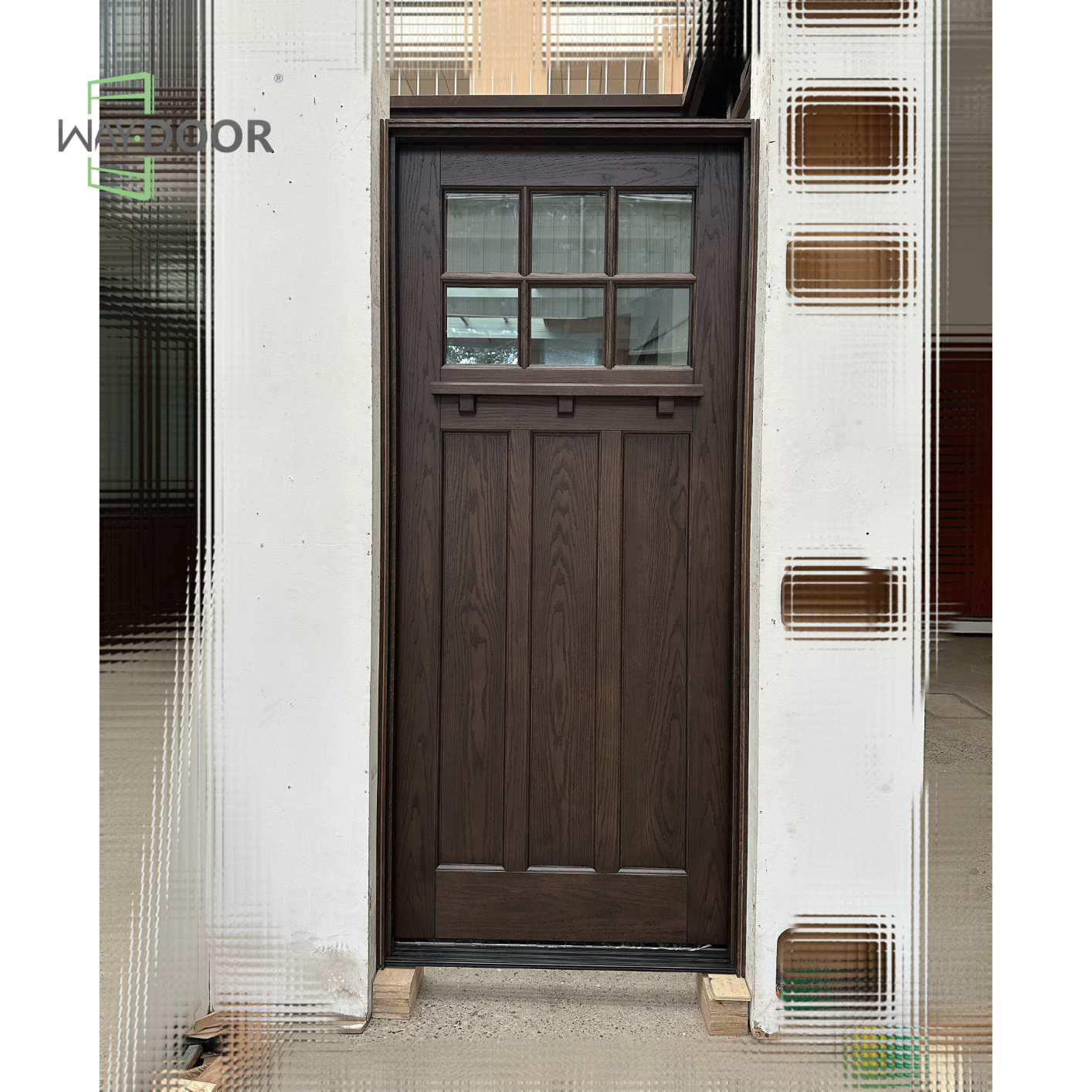 Craftsman 6‑Lite Clear Glass Solid Wood Hinged Entry Door