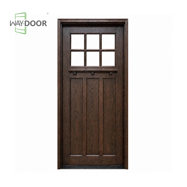 Craftsman 6‑Lite Clear Glass Solid Wood Hinged Entry Door