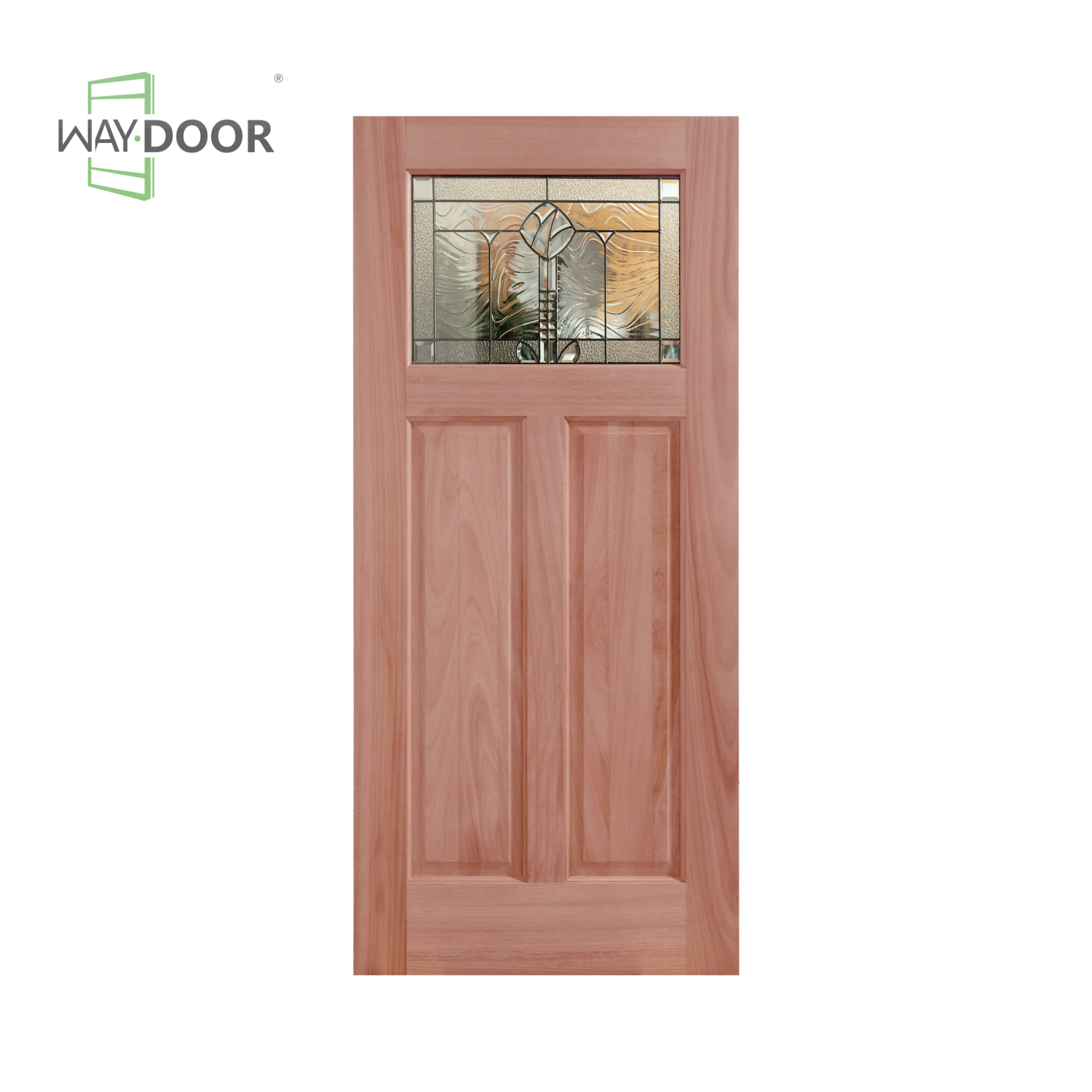 Craftsman Mahogany Entry Door with Mackintosh Rose Decorative Glass