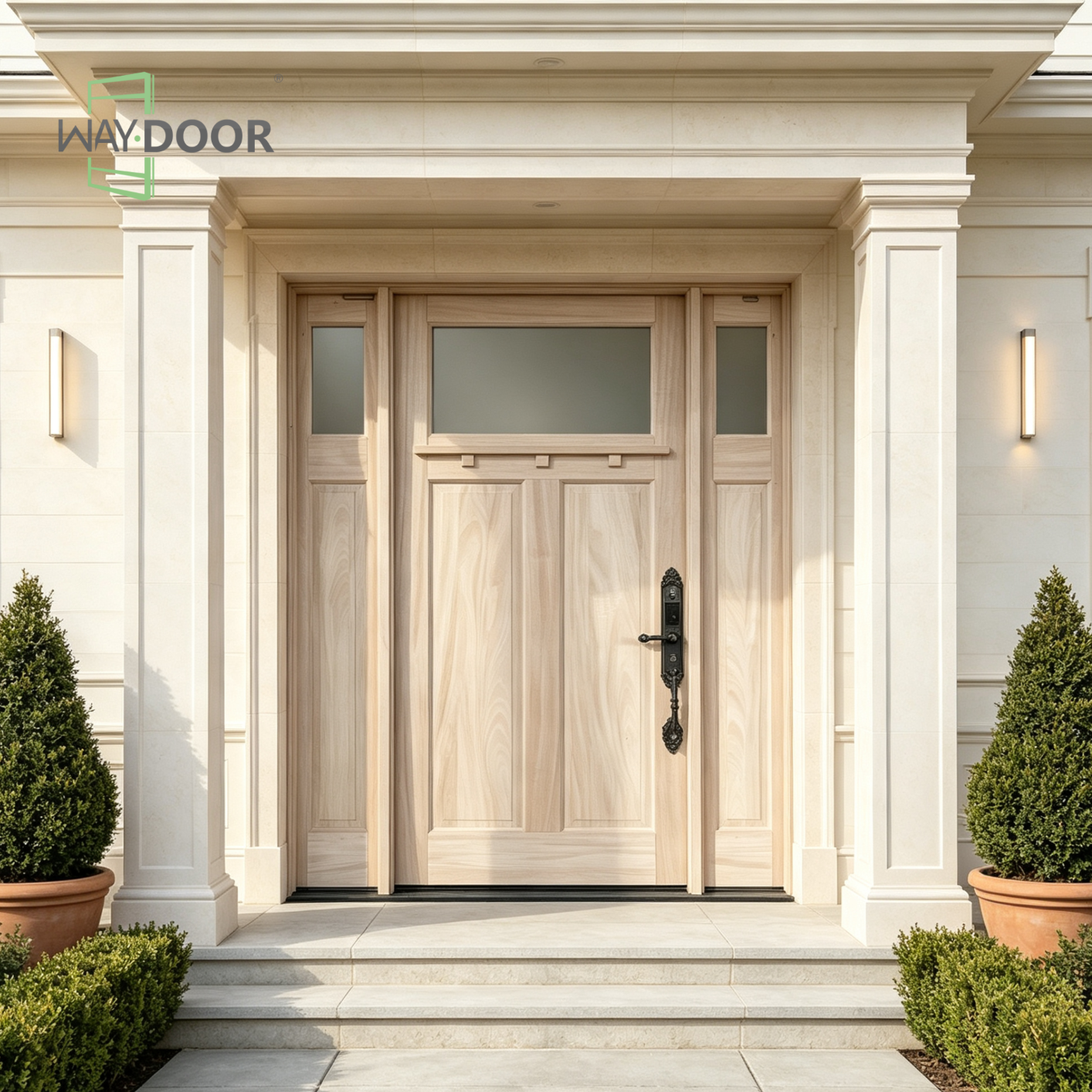 Craftsman Solid Wood Entry Door with Sidelites