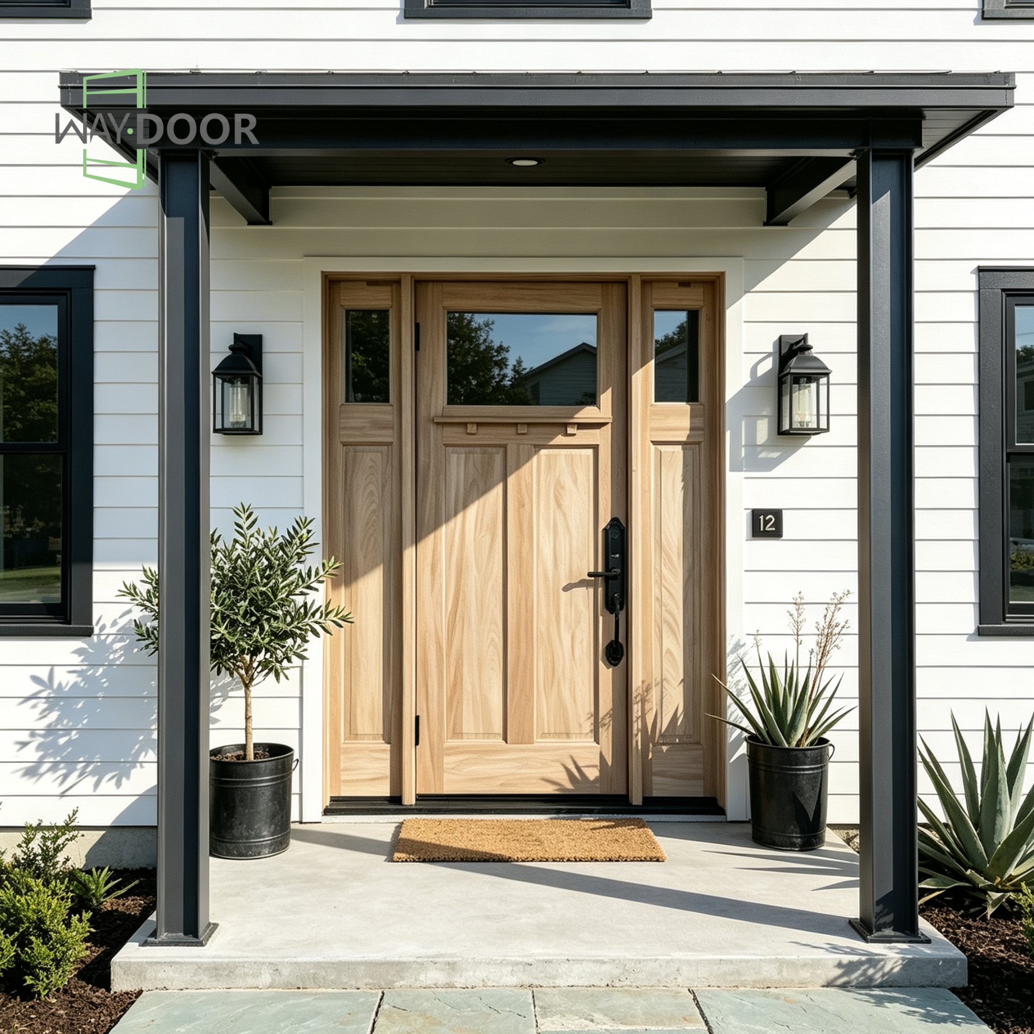 Craftsman Solid Wood Entry Door with Sidelites
