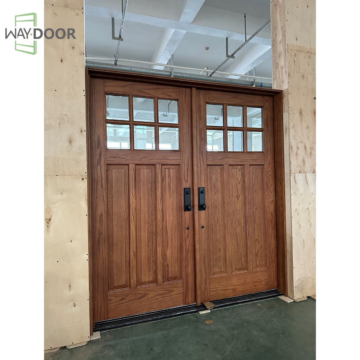 Craftsman Style Solid Wood 6-Lite Double Hinged Entry Door
