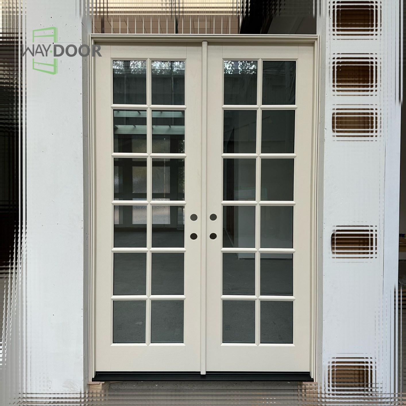 Cream Double French Door with Divided Lite Glass