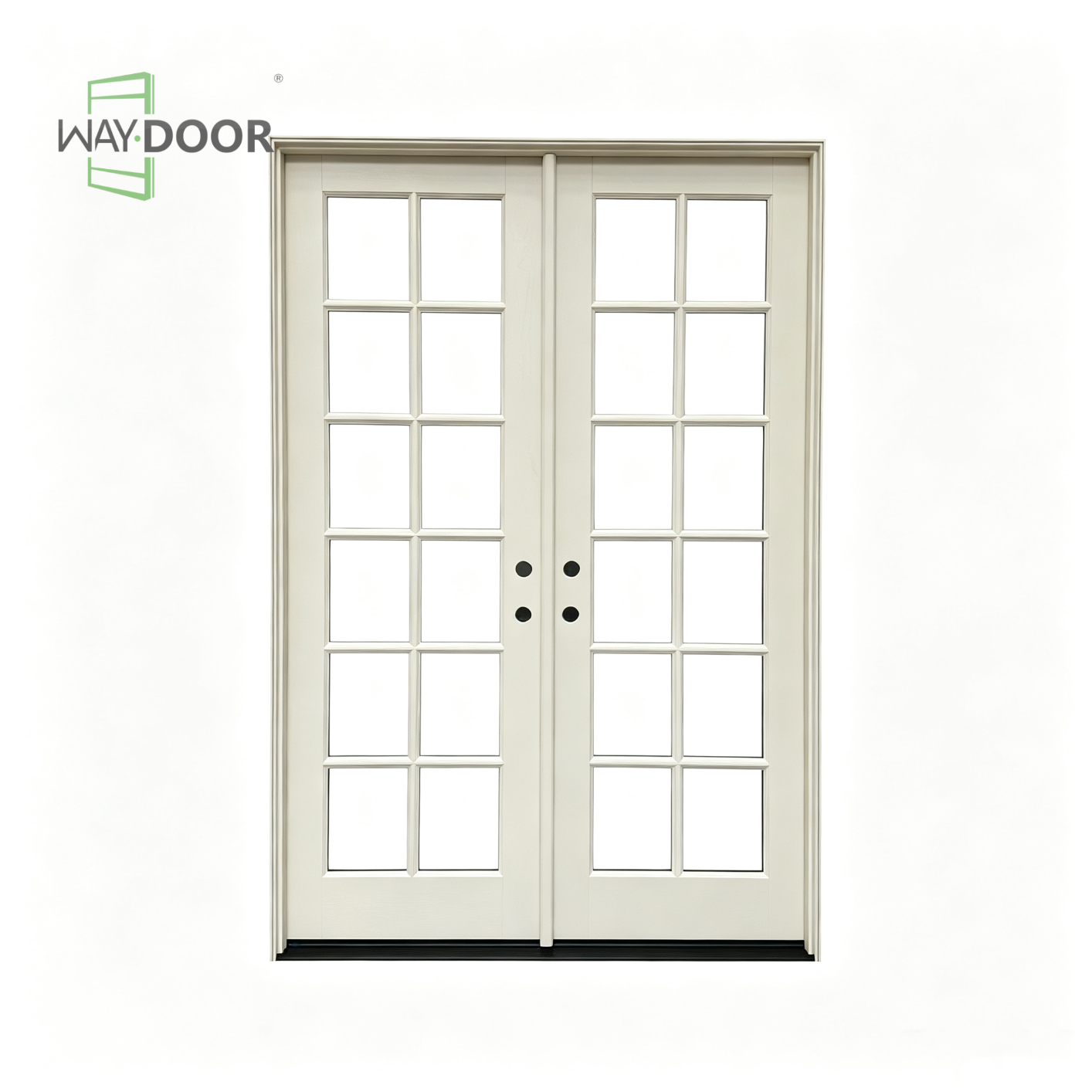 Cream Double French Door with Divided Lite Glass